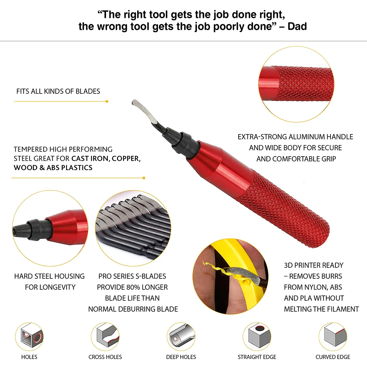 Deburring Tool Kit Hand-held Ergonomic Deburring Cutter Precision Edge Burr Remove Tool with 15pcs Replacement Blades Scribing 3