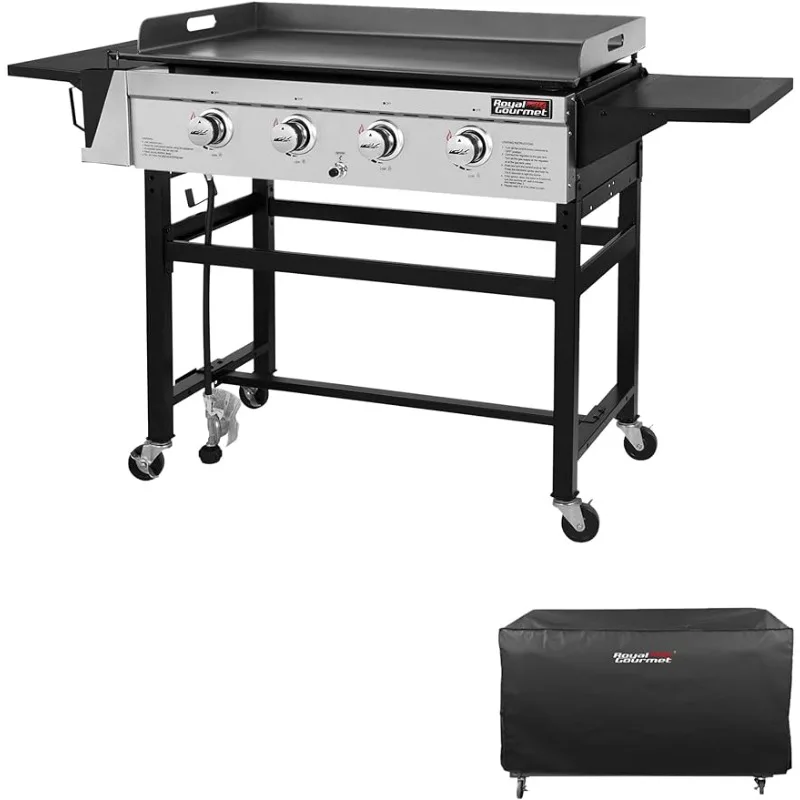 

4 Burner Flat Top Grill Griddle Combo Outdoor propane Gas Griddle, 52,000 BTU For Outdoor Events, Camping, BBQ