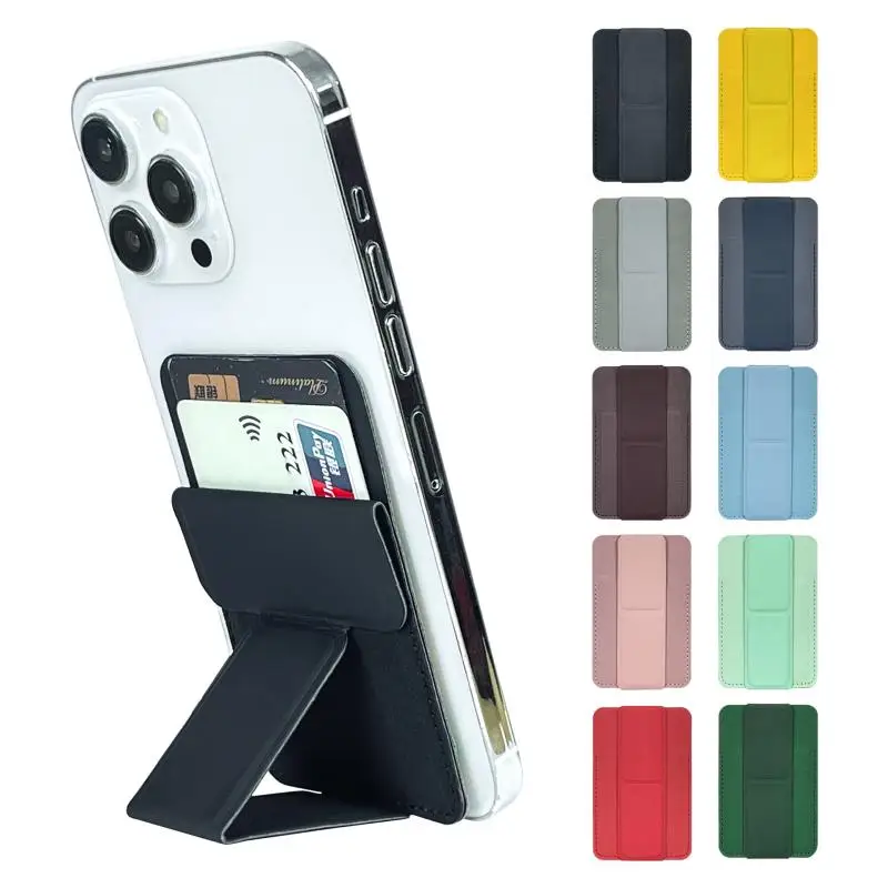 Dual Function Phone Wallet with Adhesive Card Holder and Folding Kickstand