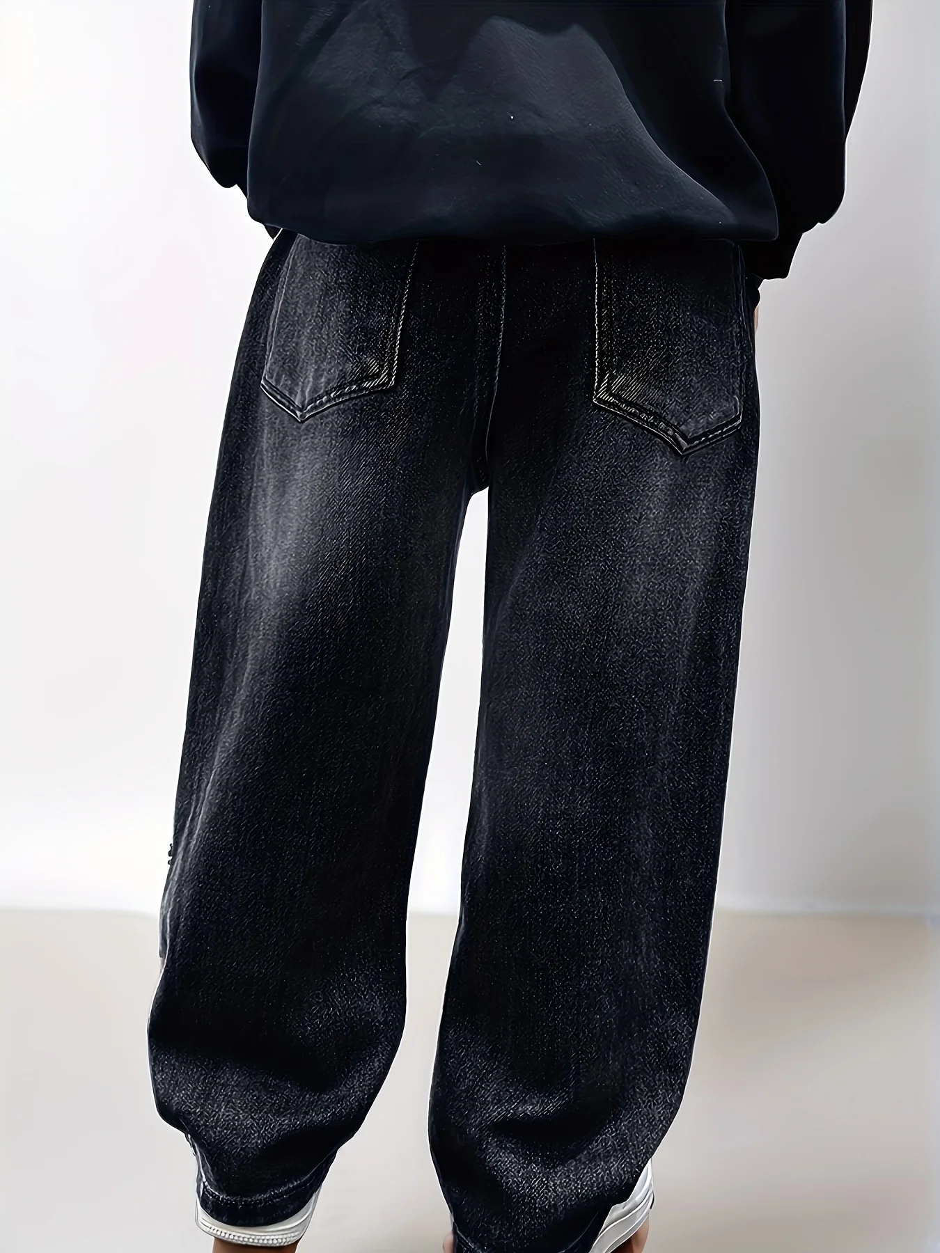 Boy's jeans, boy's all-season loose trendy jeans, street casual hip-hop pants, festival-style pants.Full elastic waistband - 3