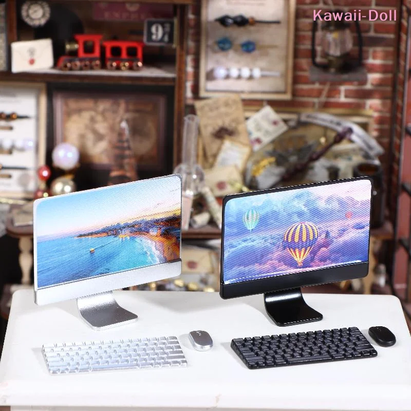 [DO]1Set Dollhouse Mini Laptop Computer Keyboard Mouse Kit Desktop Decoration Office Study Room Decor Accessories[DO] - 3