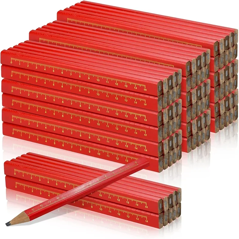 Set di 10-100 Matite per Falegnameria, Penne a Punta Piatta Dedicata per Lavoratori, Matite Ottagonali Nere e Quadrate Rosse per Disegno su Legno