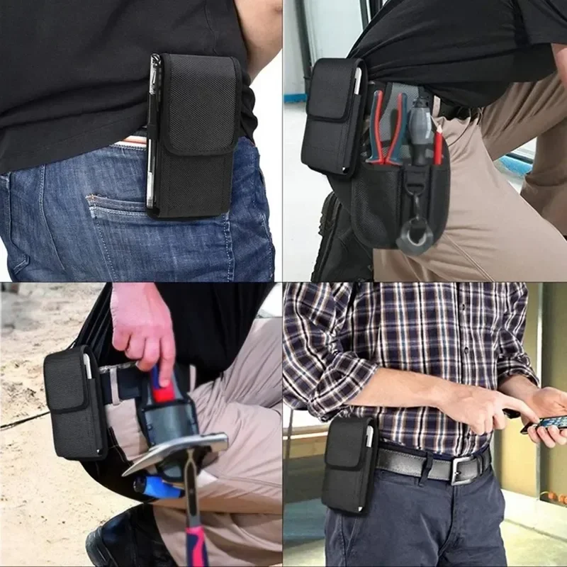 Outdoor Sports Nylon Cell Phone Pouch Holster with Free D-Shaped Buckle