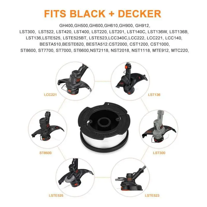 For Black & Decker Reflex Strimmer Spool Line MTC220 MTE912 NST1018 NST1024