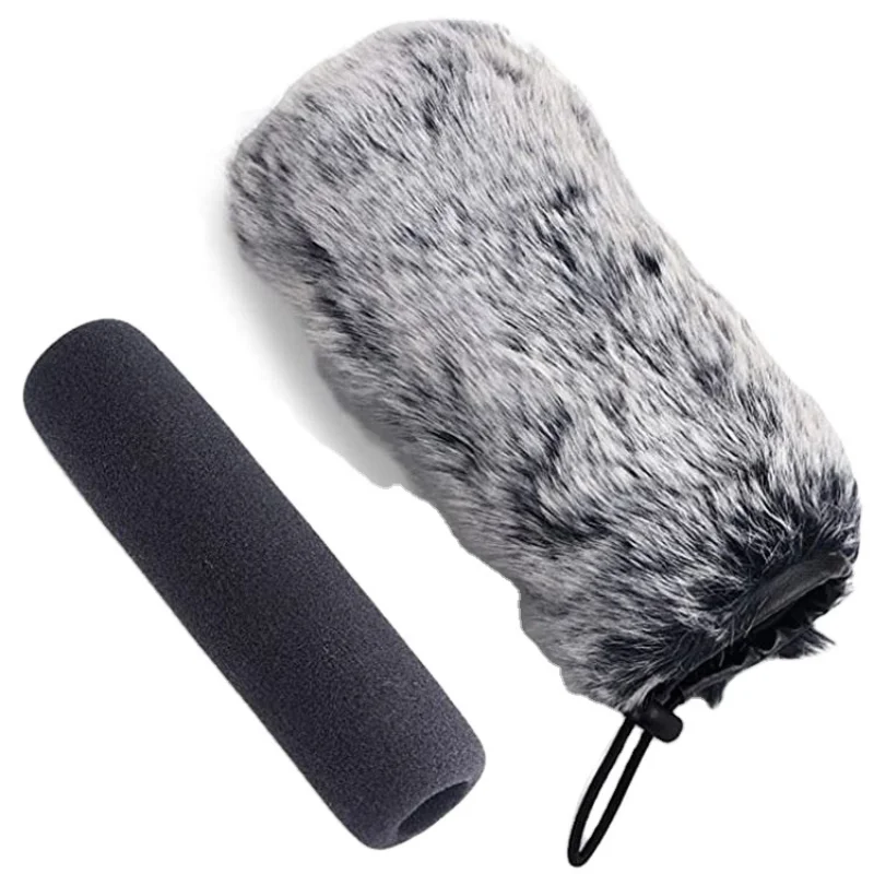 

2 Pack Outdoor Sponge Cover Mic Furry Fur Sleeve Windscreen Windshield Wind Muff Soft Comfortable For Microphones Recording