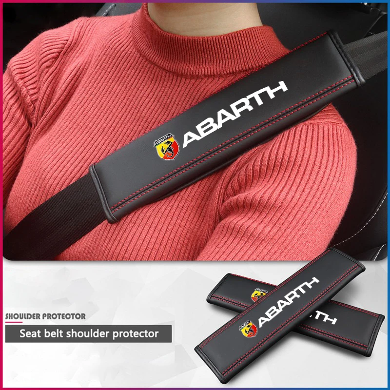 Car Seat Belt Shoulder Guard 2pc Adjustable Protection Pad For Fiat Abarth 595 Abarth 500 124 Spider