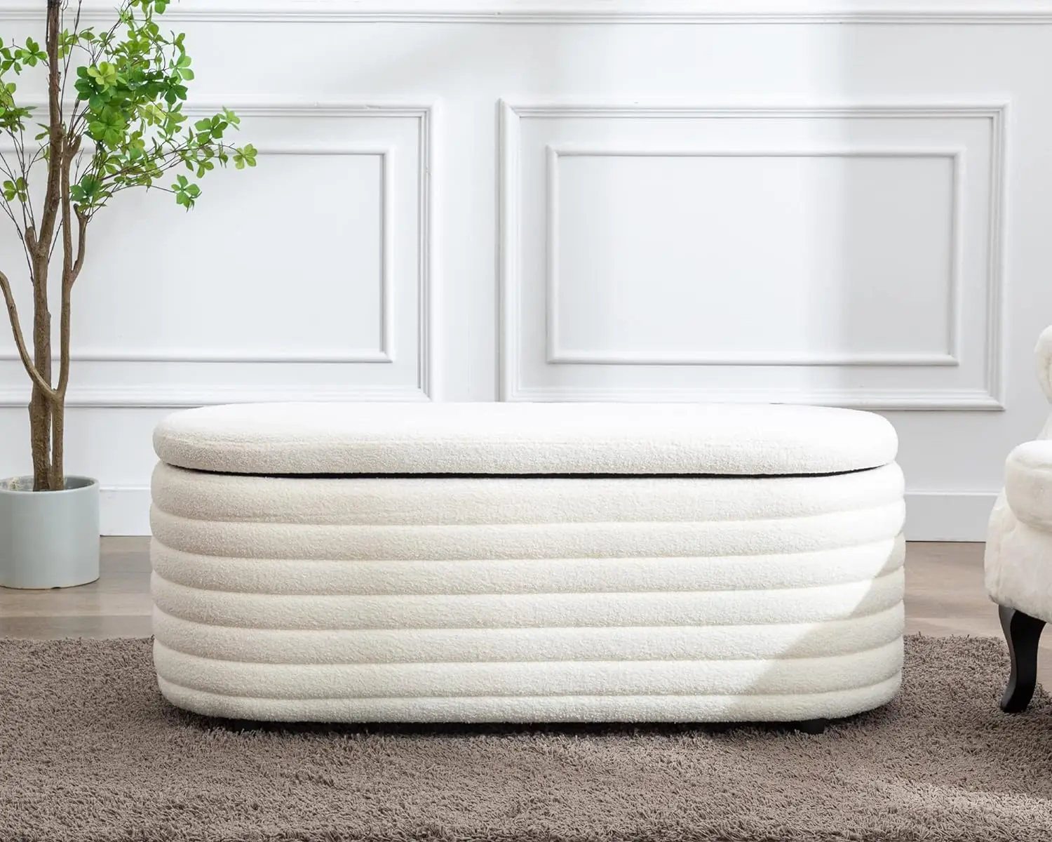 Storage Teddy Ottoman Bench Upholstered Fabric Storage Bench End of Bed Stool with Safety Hinge for Bedroom Living Room AliExpress