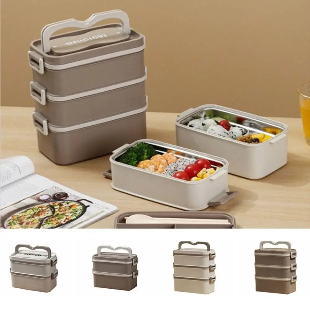 2/3 Layers Stainless Steel Lunch Box SUS304 Insulated Multi Layer Lunch Box Stackable Large Capacity