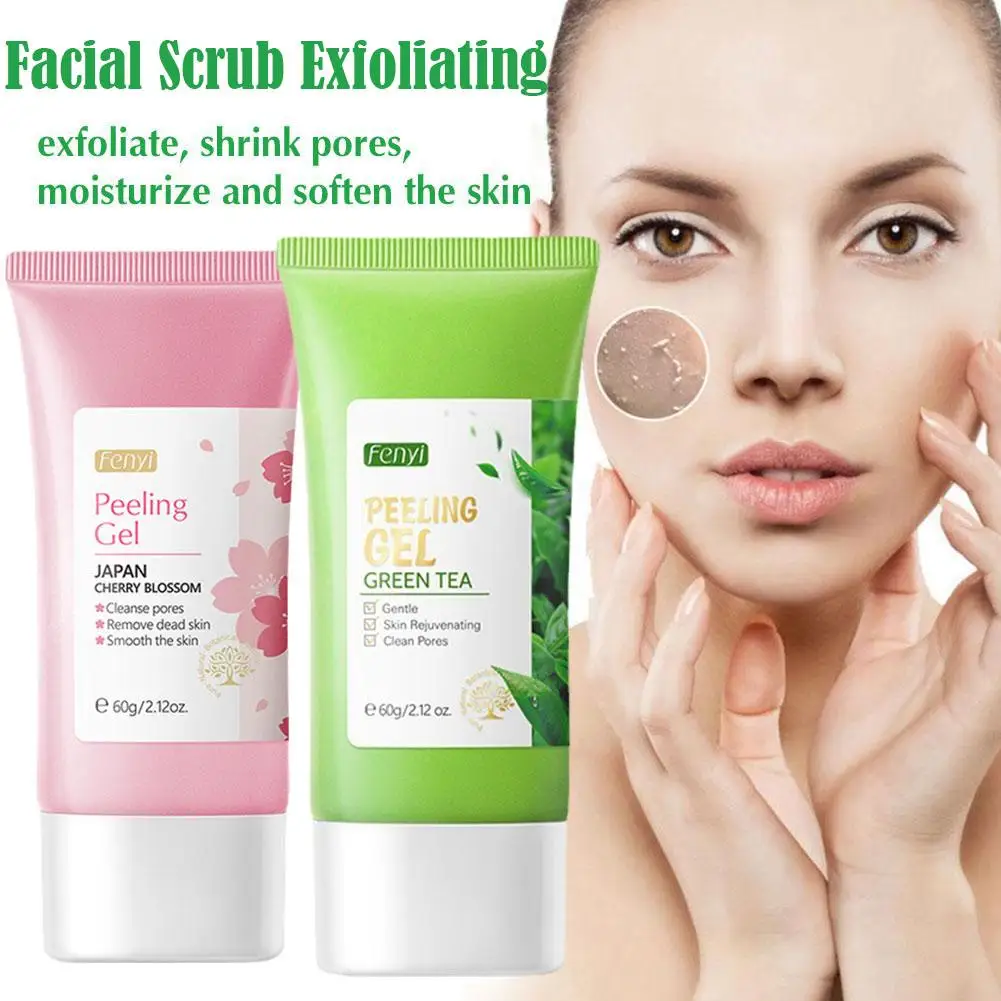 

60g Facial Exfoliating Peeling Gel Face Scrub Moisturizing Remove Whitening Clean Green Skin Care Blackhead Acne Tea Detoxi J1L6