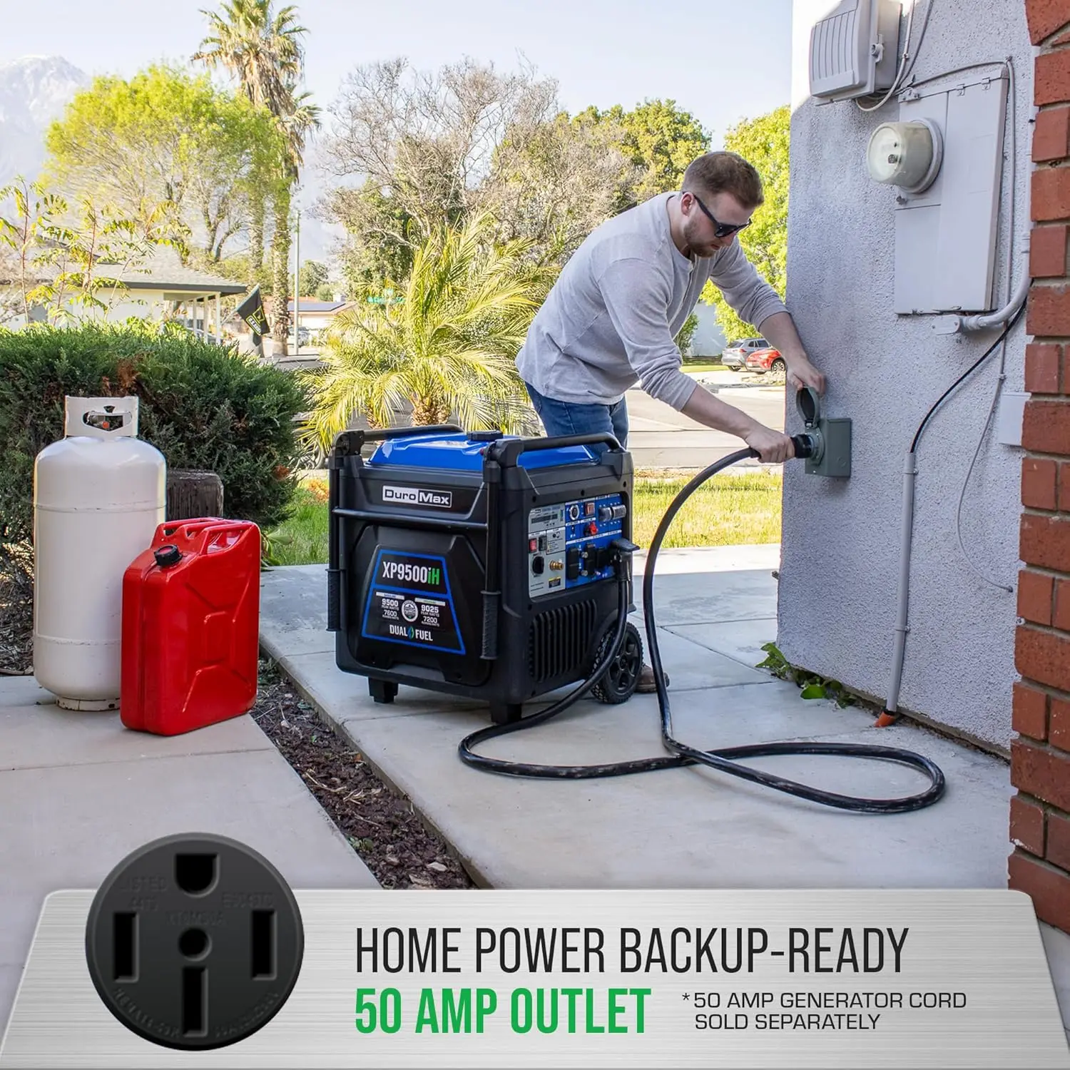9500 Watt 459cc Dual Fuel Digital Inverter Hybrid Portable Generator Automatic Transfer Switch Ready Remote Start