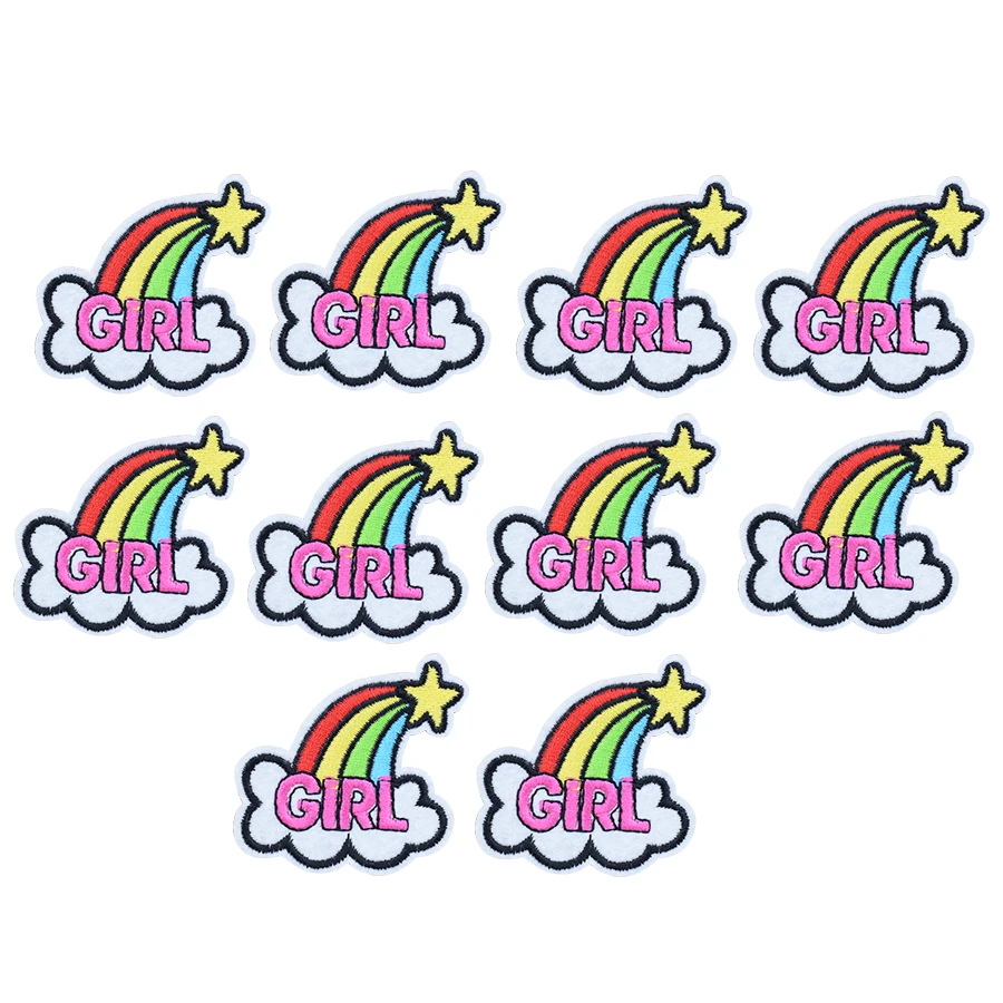 

10pcs rainbow embroidered patches for clothing iron on patches for clothes badges clothes iron-on patches for jeans