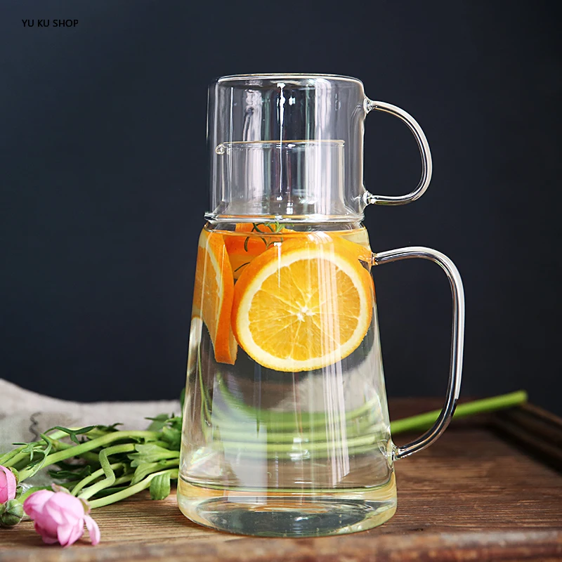 

Large Capacity Glass Water Bottle Set Single Cup Single Pot Heat Resistant Waterbottle Juice Drink Mug Drinkware Free Shipping