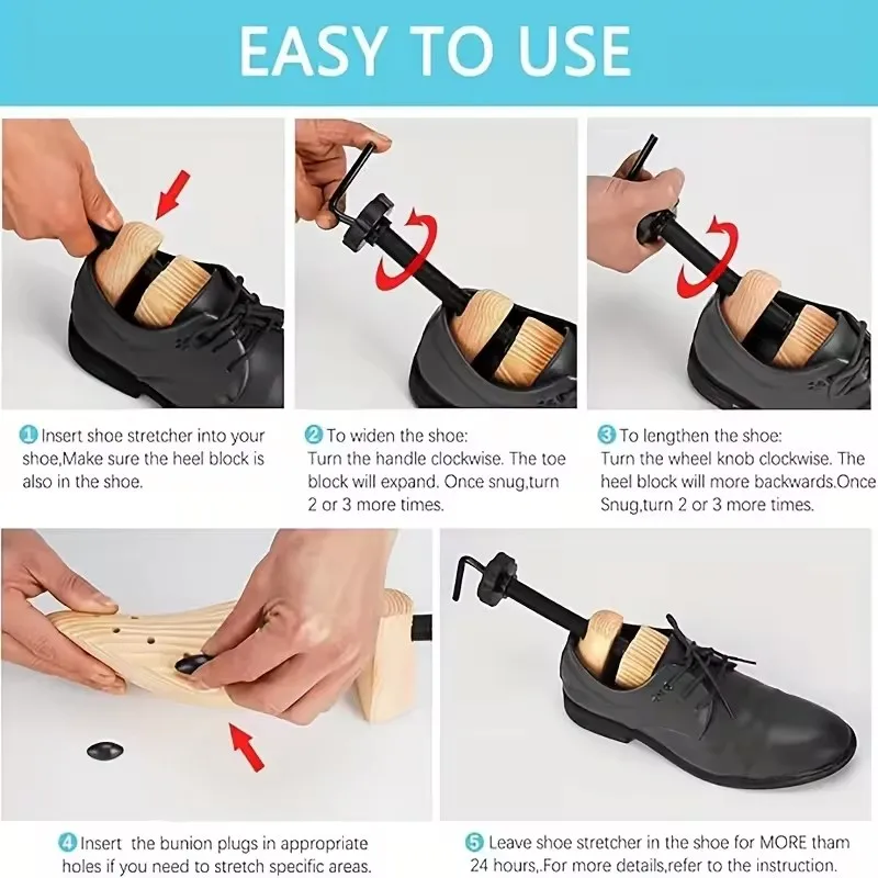 1PC Wooden Shoe Stretcher Expander for Wide Feet Bunions And Calluses - Adjustable Shoe Widener for Men And Women 6