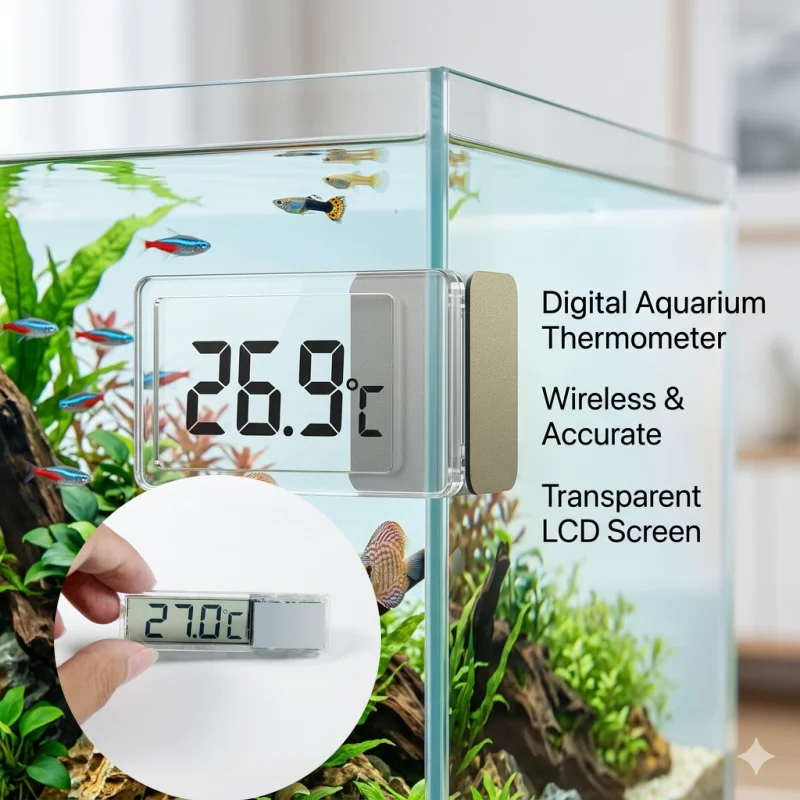 방수 수족관 3D 디지털 LCD 전자 물고기 탱크 온도계 물고기 거북이 온도 측..