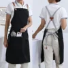 1 piece of waterproof canvas apron with pockets - split skirt design, convenient for walking, very suitable for restaurants, caf 3