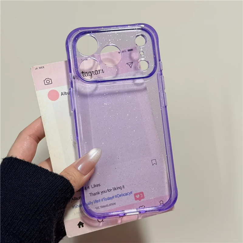Glitter Clear Shockproof Case with Transparent Lens Protection and Airbag Technology
