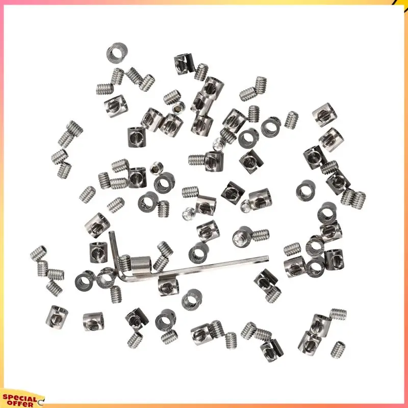 ABFI 50Pcs 케이블 패스너 클립 용 3Mm 와이어 로프 클램프 조정 가능한 나사 구리 금속 고정 장치 슬링 고정 액세서리
