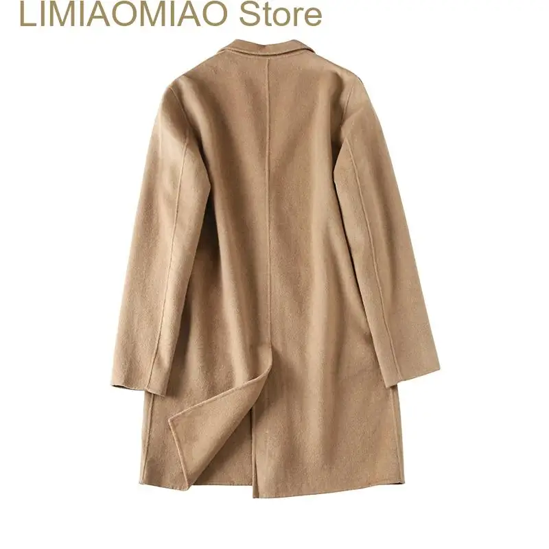 New Men's wool coat windbreaker medium length double-sided woolen single breasted coat coat