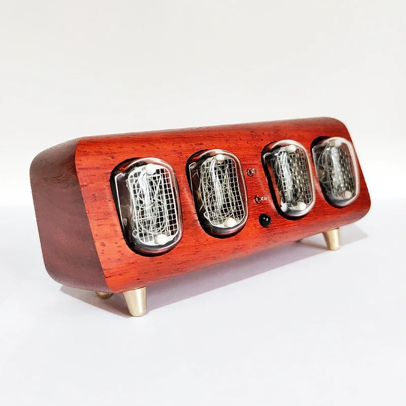 Former Soviet Union IN12 glow nixie tube  Simple Bluetooth control glow lamp table clock Alarm clock True glow tube Red with feet  