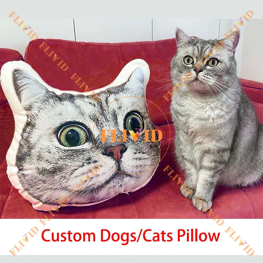 Customized 3D Pet Dog Cat Pillow,Custom Dogs Cats Animal Shape Pillows,Personalized Animals Face Head Photo Portrait Pillow 6