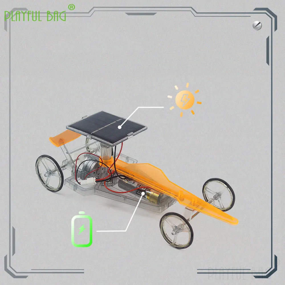 Solar Powered Racing Car Children Science DIY Production Puzzle Electric Technology Toys Mechanical Education Gifts VG149