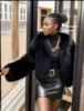 Imitation fur black style jacket coat coat imitation fox fur warm classic fashion elegant noble jacket jacket 2