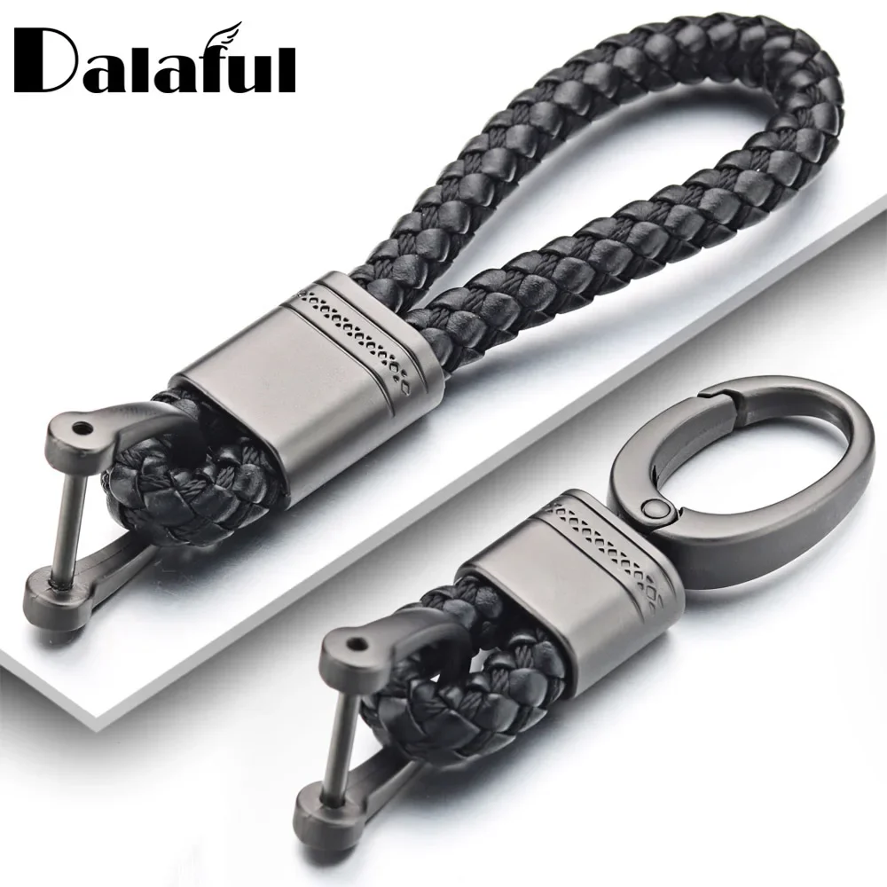 Leather-Rope-KeyChain-For-Car-Hand-Woven-Horseshoe-Buckle-Key-Rings ...
