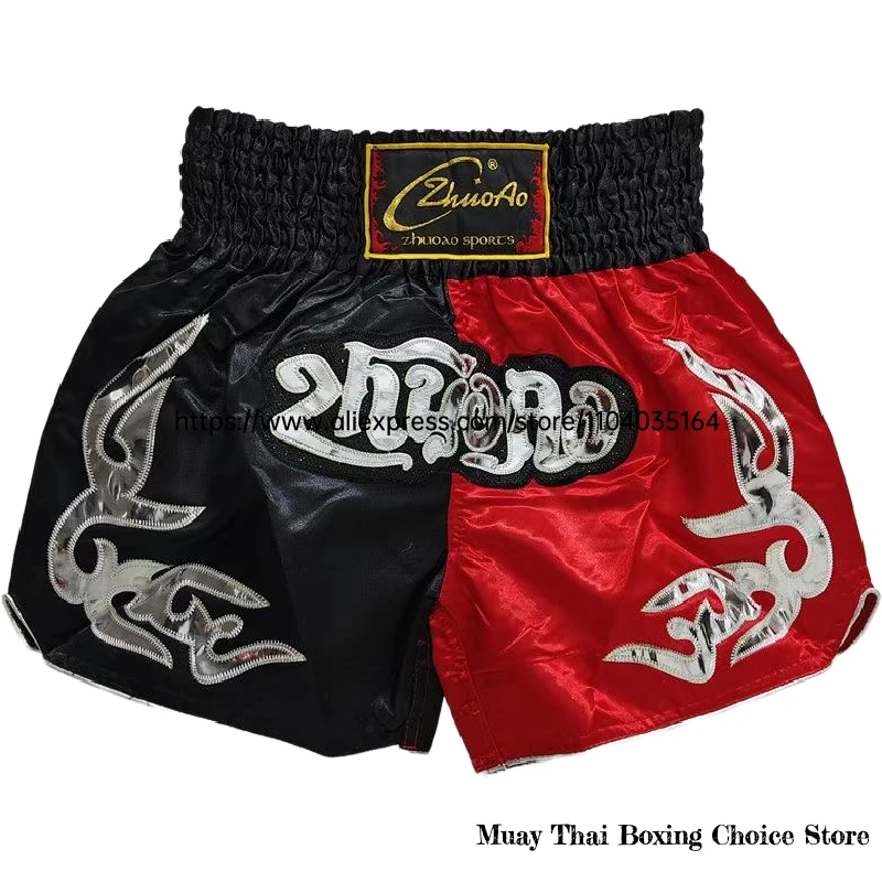 Muay Thai Shorts Red Embroidery Thai Boxing Shorts Men Women Kids Martial Arts BJJ MMA Clothes Thaiboxing Fight Kickboxing Pants mma shorts