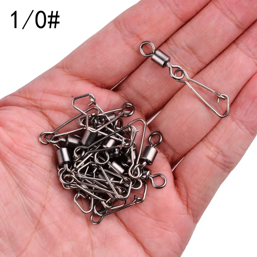 10pcs/box Stainless Steel Fishing Connector Swivels Fishhook Lure Accessories 6