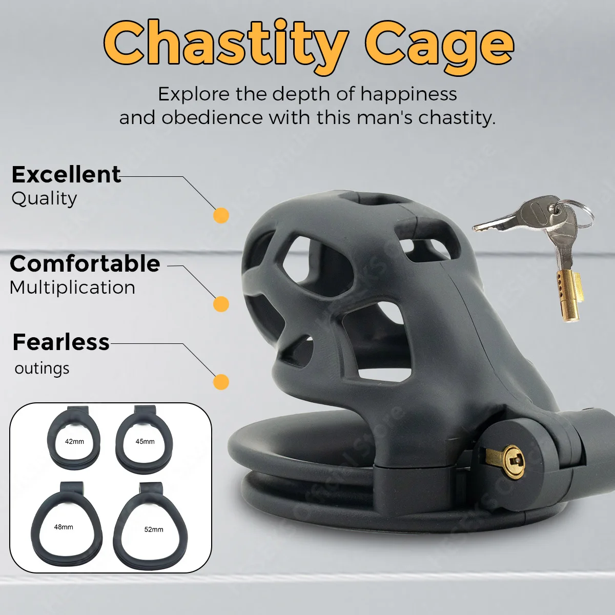 HESEKS Male Cock Cage Chastity Device With 4 Size Resin Penis Rings Discreet Cock Cage Devices Penis Exercise Sex Toy for Gay penis chastity cage chastity lock sex toy chastity cage accessory