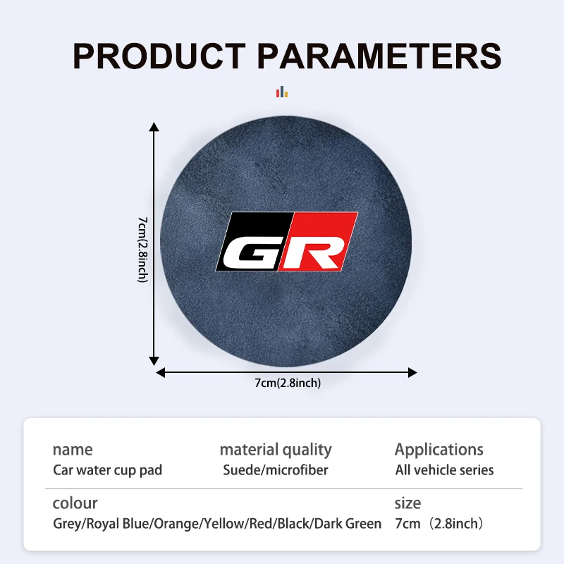 2Pcs Car Water Cup Mat Coaster Non-Slip Pad Auto Accessories cup holder coasters,car coaster pads For Toyota GR Sport Gazoo Racing Yaris 86 Corolla Hilux Supra