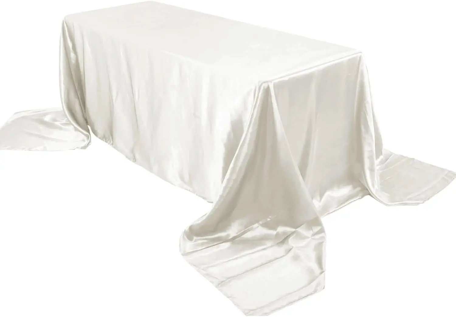 Tablecloth Satin Rectangular Table Overlay Cover Bright Silk Tablecloth Smooth Fabric for Wedding Banquet Table Decoration Ivory 3