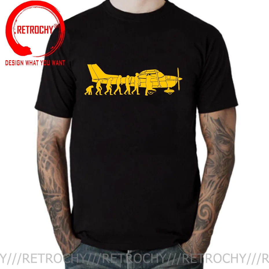 White Evolution Cessna Pilot Flugzeug Fun Art Air Fly Airplane Aircraft Flug T Shirt Mens Top Quality Manica Corta Black Tees