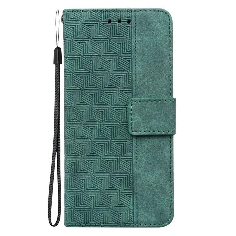 Geometric Textile Pattern Magnetic Wallet Leather Phone Case Cover