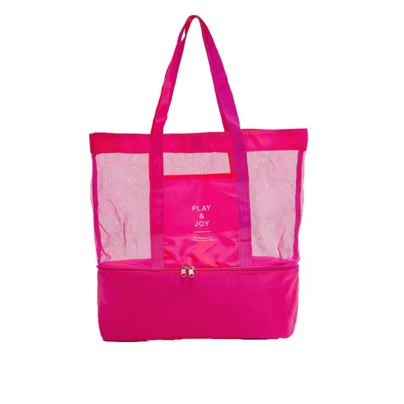 Custom Logo Outdoor Picnic Beach Bag High-capacity Net Transparent Bag Double Insulation Tote Office Lunch Snack Picnic Bags
