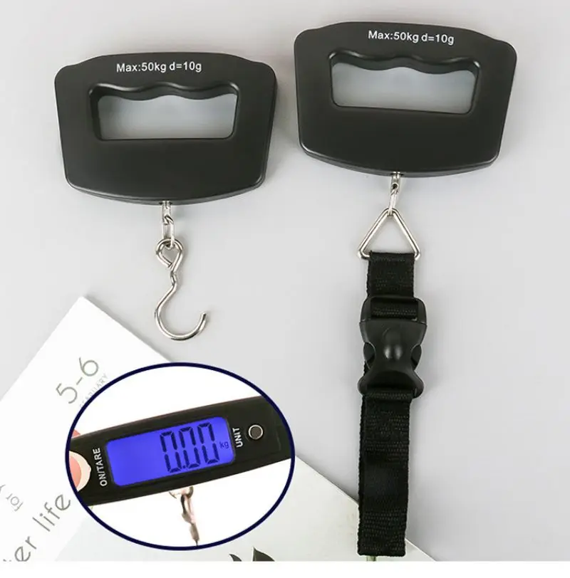 Luggage Scale Portable Electronic Scale LCD Digital Luggage Scale Baggage Bag Weight Balance Suitcase Travel Hanging Hook Fish Weight