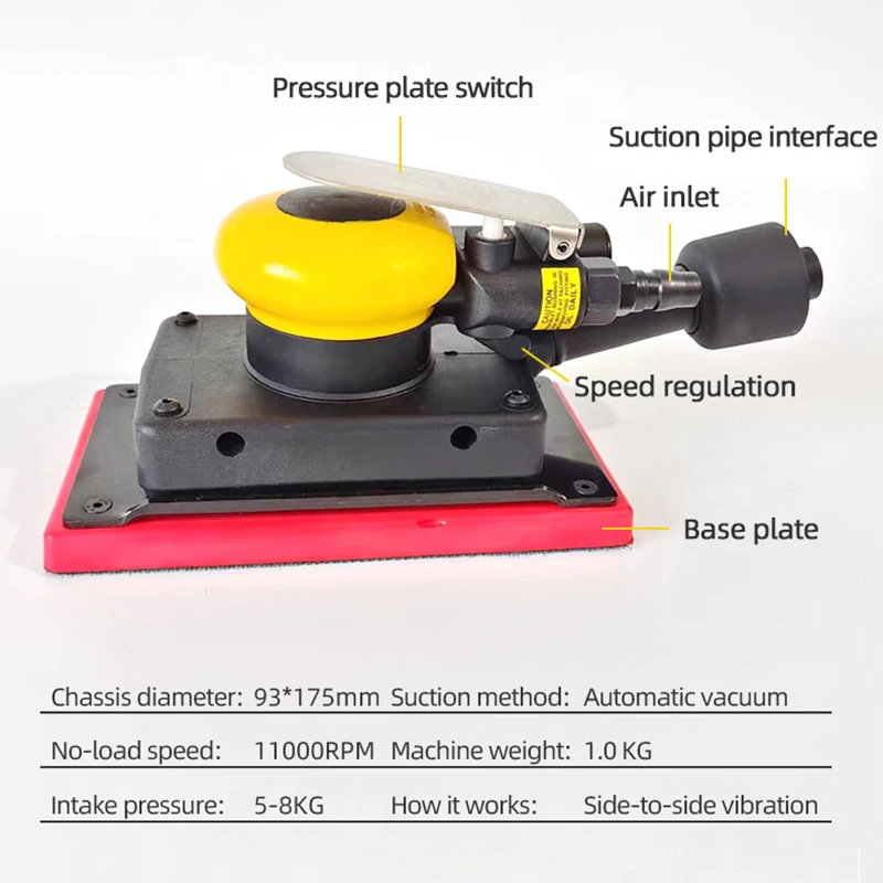 95*180mm pneumatic sander, air grinder, sandpaper machine, pneumatic dry grinding head, automobile polishing grinder
