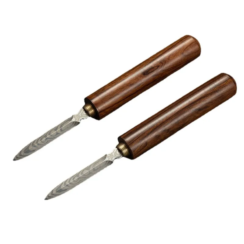 Pu'er tea knife Damascus handmade stainless steel tea needle set accessories