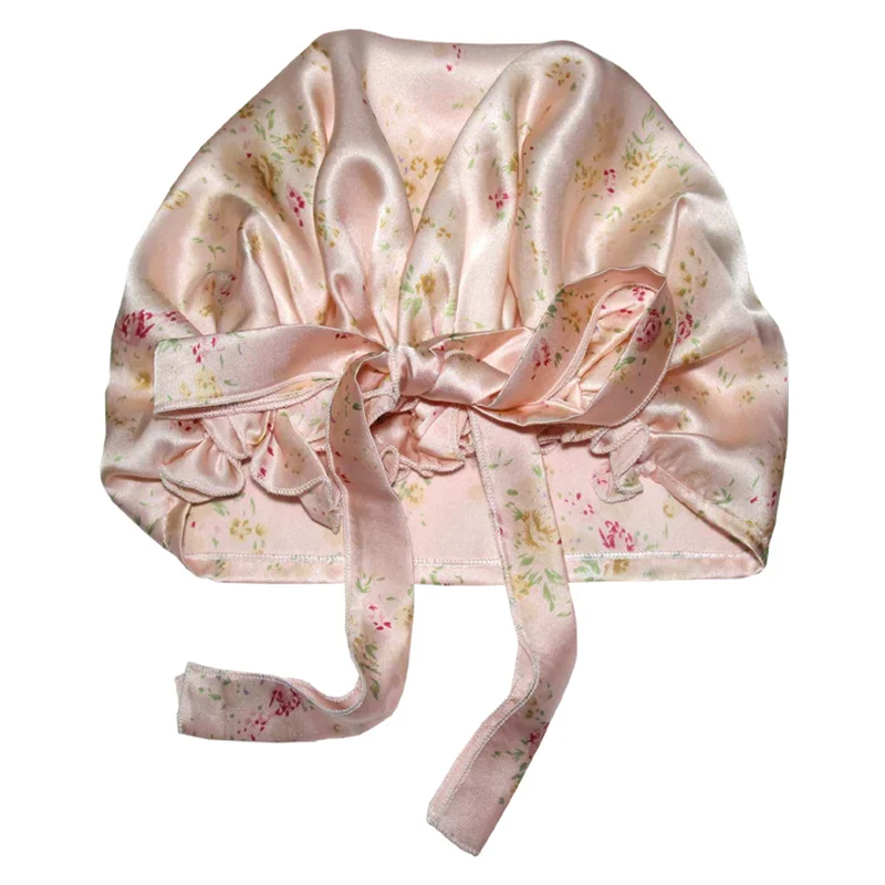 Birdtree 100% Mulberry Silk Bonnets Women  Bowtie Sleeping Night Cap Pure Hair Wrap Beanie For Curly Girl Headwrap A34322M 5