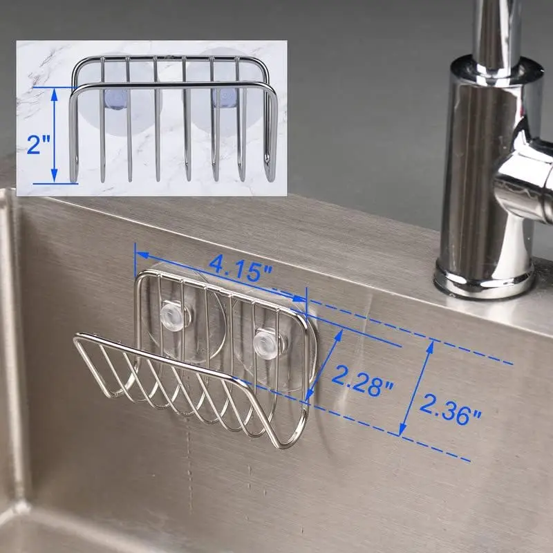 Stainless Steel Suction Cup Kitchen Sink Sponge Holder Organizer