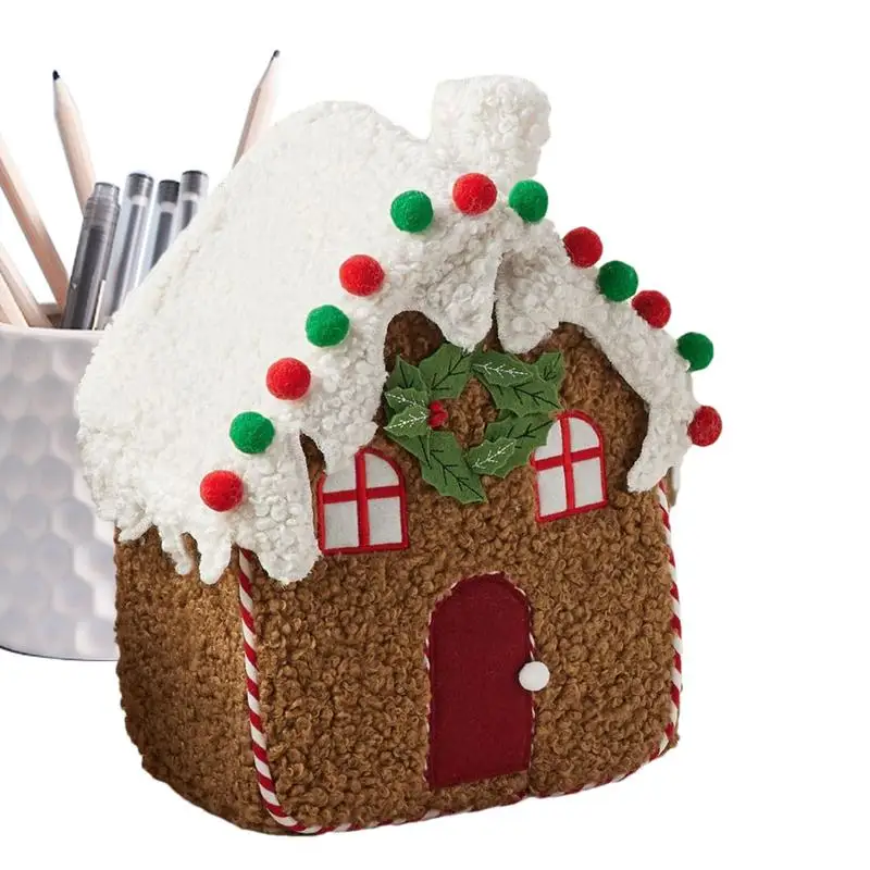 

Plush Stuffed Gingerbread House Decorative Holiday Gingerbread House Cuddly Doll Christmas Gingerbread Decoration