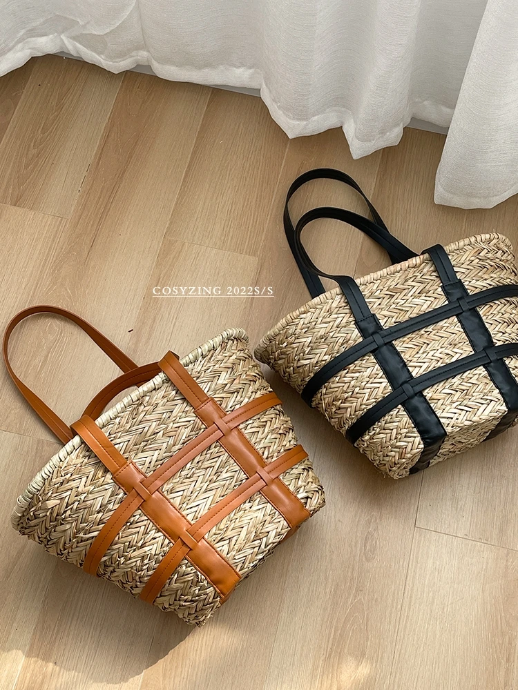 2022 beach basket summer bag straw bag fashion beach bags big rattan shoulder bags large capacity woven bag hand-made handbags