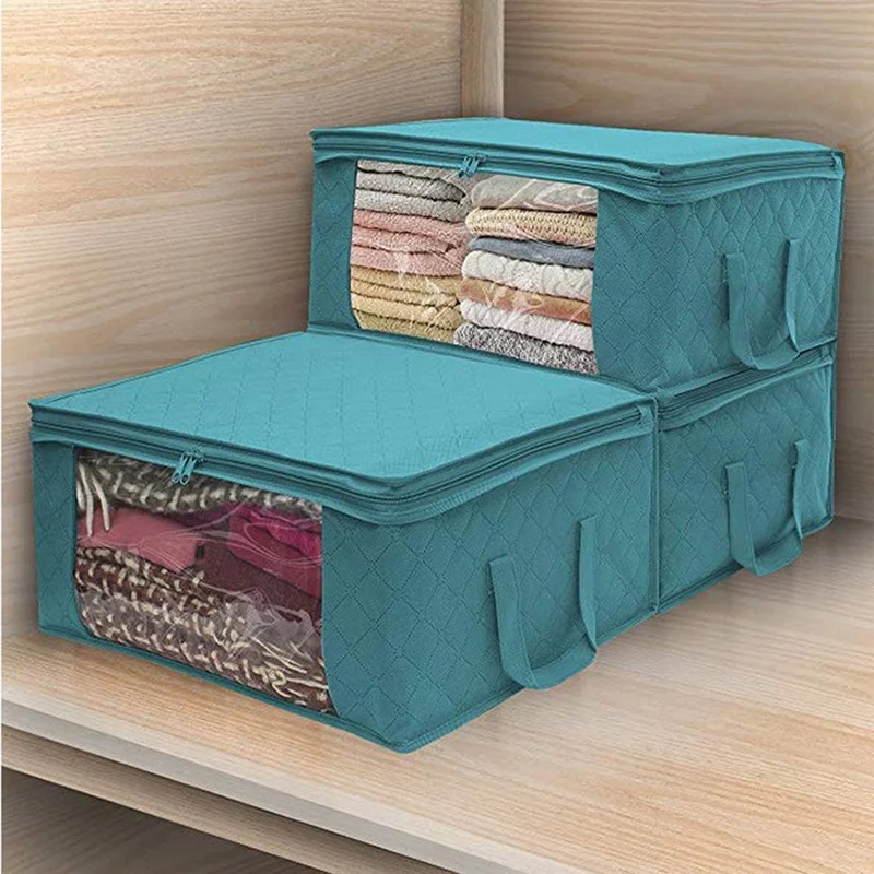 

1/3 Pcs Large Capacity Quilt Storage Box Folding Non-Woven Closet Clothes Dust-Proof Storage Bag Home Blanket Pillow Organizer