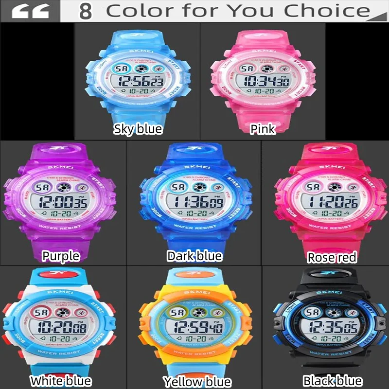 SKMEI Children Watch Boys Waterproof LED Digital Sports Watch Kids Alarm Date Watch for Children Girl Gift Reloj Deportivo 6