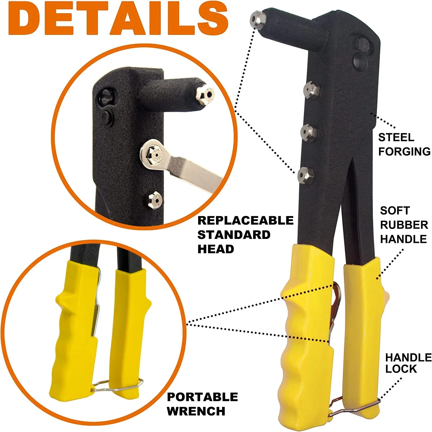 Rivet Gun Set Heavy Duty Riveter Set Pop Rivet Gun and 150Pcs Blind Rivets Assortment Kit Hand Tools Rivet Nut Tool