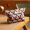 Colorful Checkered Women's Makeup Bag Large Capacity Makeup Lipstick Storage Bag Portable Travel Toiletry Bag Commuter Clutch 3