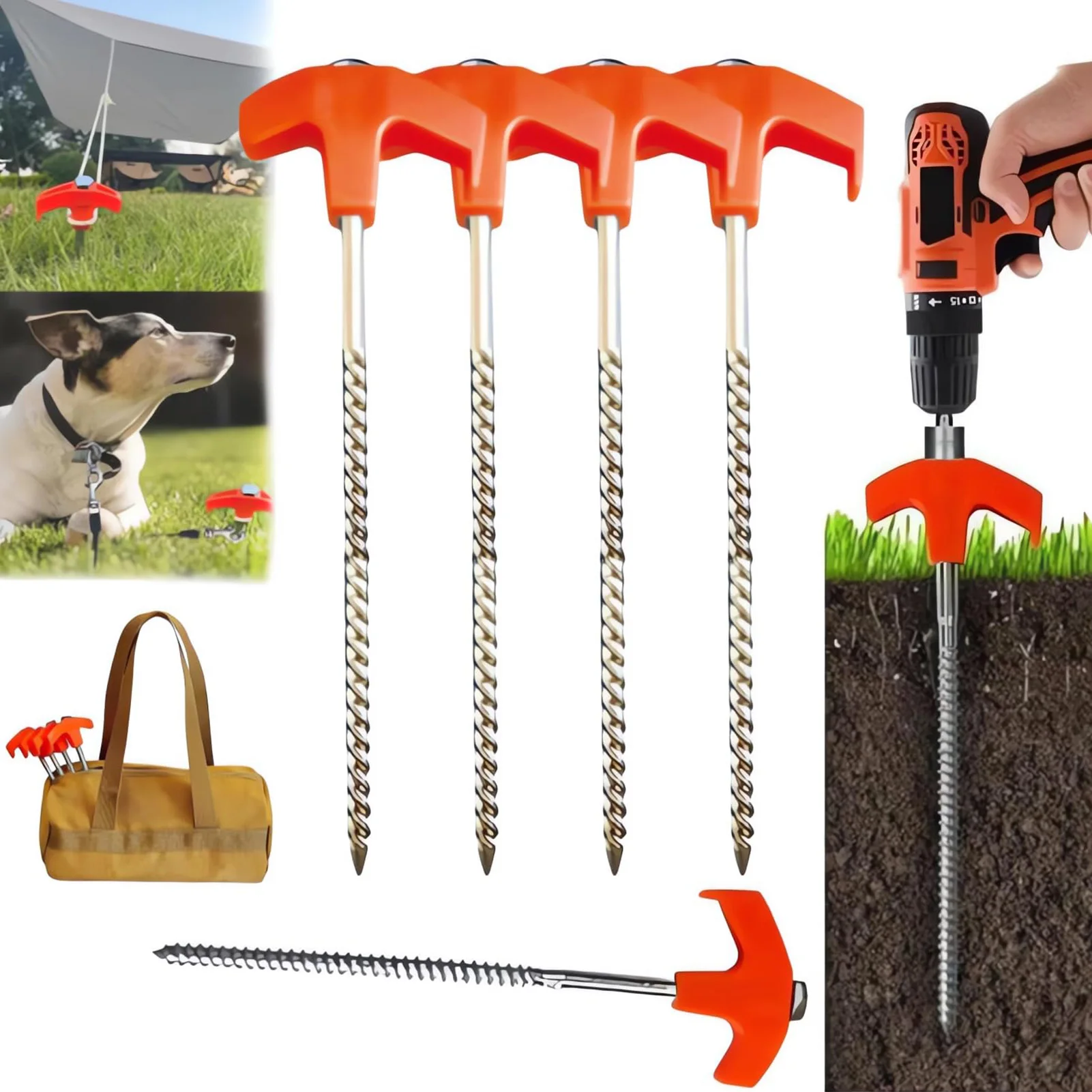 

Походная опора из углеродистой стали, шестигранная, сверхпрочная, винтовая опора для палатки, для кемпинга, рождественские украшения