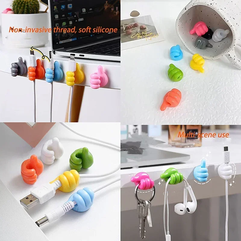 Gancio da Parete in Silicone a Forma di Pollice - Clip Adesiva Multifunzione per Cavi, Organizzatore Autoadesivo per Cavi, Appendichiavi