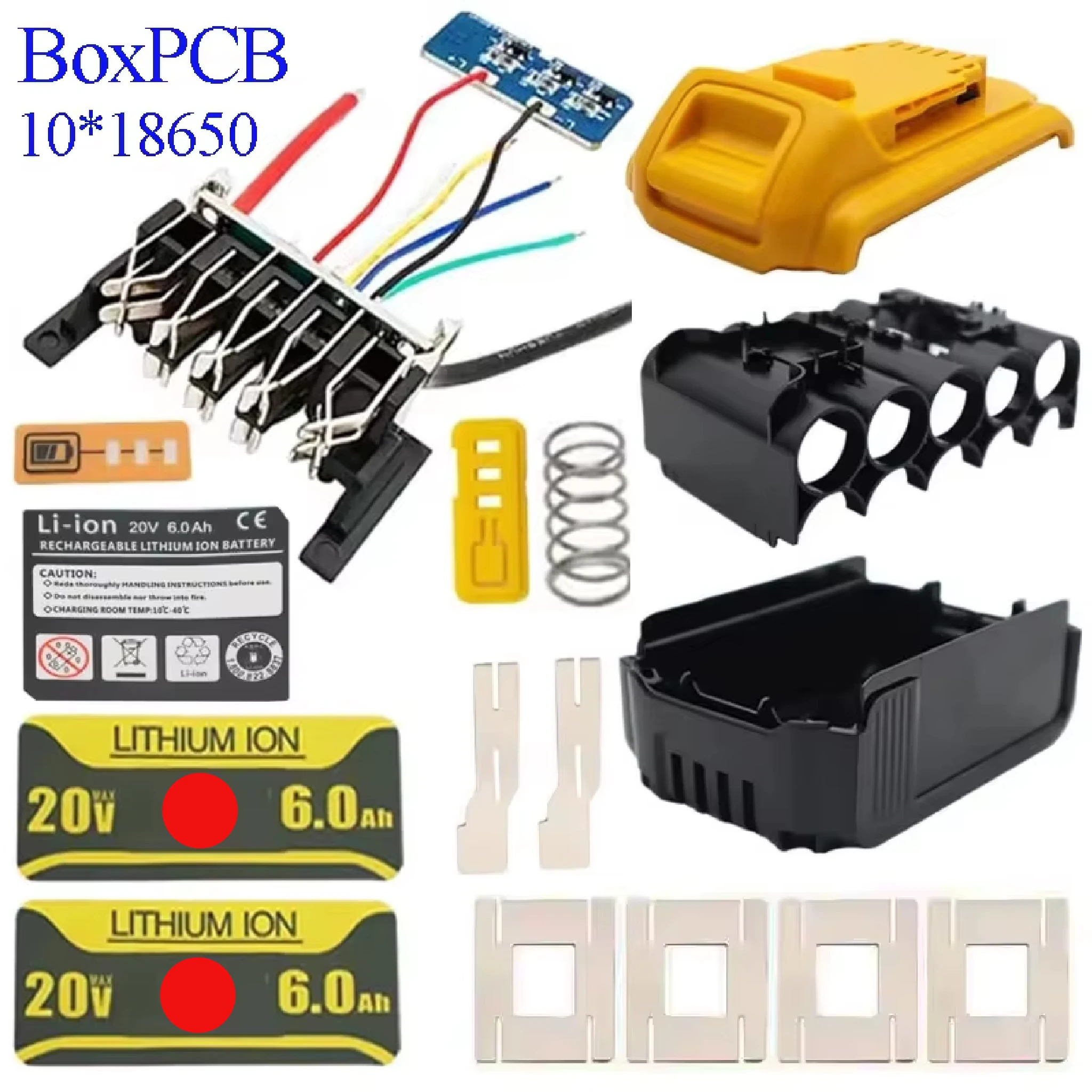 10X18650 리튬 이온 배터리 플라스틱 케이스 PCB 충전 보호 회로 기판 박스 쉘 Dewalt 18V 20V DCB183 라벨 하우징용