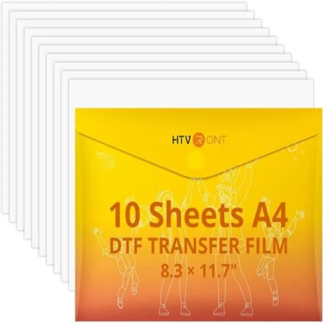 HTVRONT 30PCS A4 DTF Transfer Film PET Heat Transfer Paper PreTreat Sheets for DYI Direct on T-Shirts Bags Textile 2